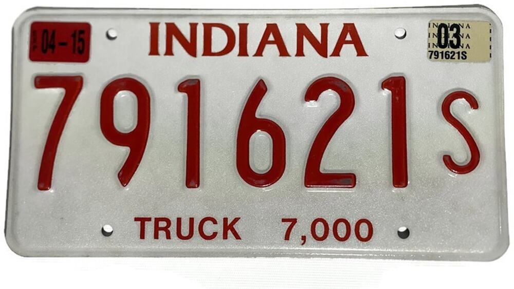 2003 Indiana Truck License Plate 7000 lb 791621S Vintage IN Tag